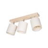 GloboStar® GloboStar® CUP 203-0058 Vintage Φωτιστικό Οροφής Ράγα Τρίφωτο 3 x E27 IP20 Μπέζ Ξύλο με Λευκό Ύφασμα - Μ60 x Π14 x Υ26cm