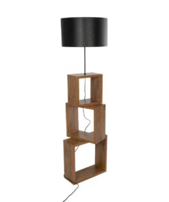 GloboStar® LUMO 201-0072 Μοντέρνο Επιδαπέδιο Φωτιστικό Μονόφωτο 1 x E27 IP20 Καφέ Ξύλο με Μαύρο Ύφασμα - Μ37 x Π36 x Υ136cm 11 f28cd8 201 0072 3