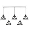 GloboStar® GLOBOSTAR® TRIANGLE 00608 Μοντέρνο Κρεμαστό Φωτιστικό Οροφής με Ντουί 5 x E27 AC 220-240V IP20 - Μαύρο - Μ170 x Π22 x Y130cm