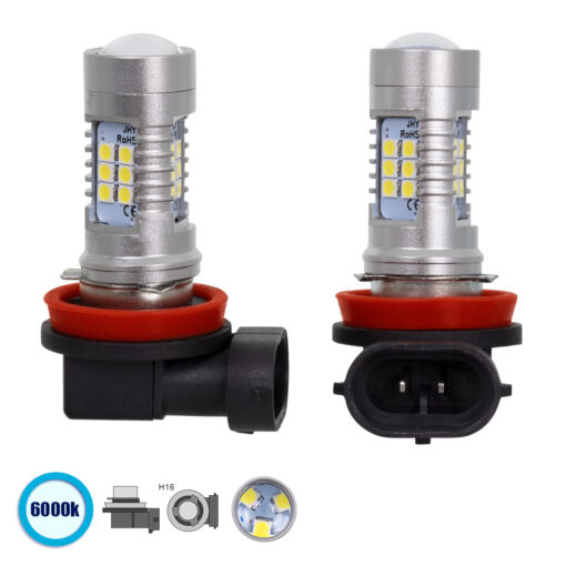 GloboStar® GloboStar® 85604 H16 JHY Line KIT Βασικού Φωτισμού Αυτοκινήτου & Μοτοσυκλέτας 2nd Generation Can-Bus Series LED SMD 3030 80W 8000lm DC 12V Αδιάβροχο IP65 Ψυχρό Λευκό 6000K