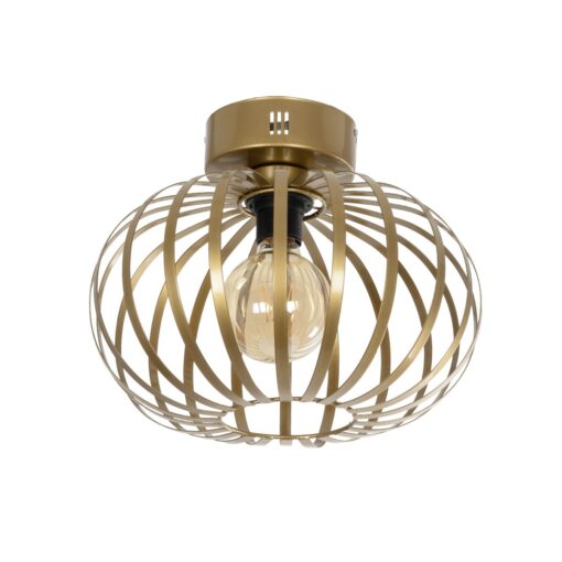 GloboStar® GloboStar® STAR 202-0050 Μοντέρνο Φωτιστικό Οροφής Πλέγμα Μονόφωτο 1 x E27 IP20 Χρυσό Μέταλλο - Μ40 x Π40 x Υ27cm