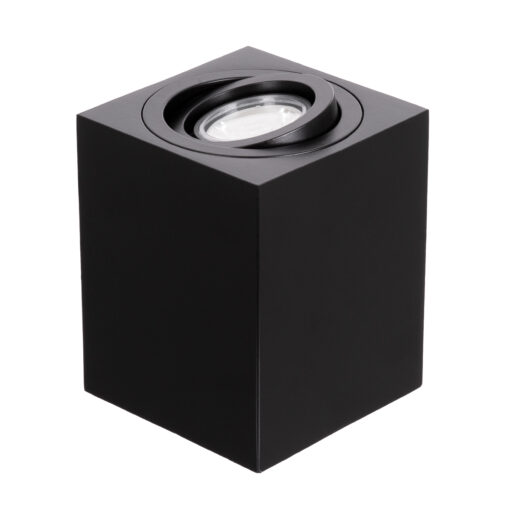 GloboStar® GloboStar® AKIRA 60621 Επιφανειακό Κινούμενο Τετράγωνο Φωτιστικό Σποτ Αλουμινίου με Ντουί GU10 AC 220-240V IP44 Μ8 x Π8 x Υ10cm - Μαύρο