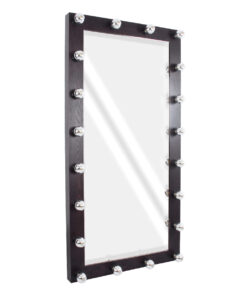 GloboStar® GloboStar® MAKEUP MIRROR-160x80-2 Μοντέρνος Καθρέπτης Μακιγιάζ με Πλαίσιο Φυσικού Ξύλου με Διακόπτη On/Off 20 x E27 AC220-240V - Μ80 x Π7 x Υ160cm - Καφέ Wenge
