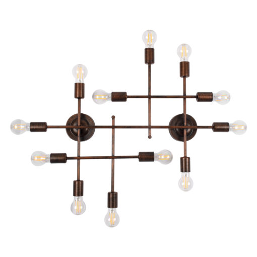GloboStar® GloboStar® PIPING 00668 Vintage Επιτοίχιο Φωτιστικό Πολύφωτο 12 x E27 IP20 Χάλκινο Μέταλλο - Μ78.5 x Π9.5 x Υ64cm