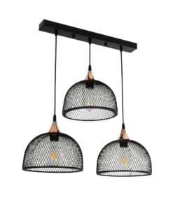 GloboStar® GLOBOSTAR® GLIND 201-0082 Vintage Κρεμαστό Φωτιστικό Οροφής με Ντουί 3 x E27 AC 220-240V IP20 - Μαύρο - Μ55 x Π25 x Υ70cm