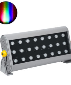 GloboStar® GLOBOSTAR® FLOOD-HENA 90643 Προβολέας Σποτ Wall Washer LED 48W 4800lm 30° DC 24V Αδιάβροχο IP65 RGB DMX512 Dimmable - Ασημί - Μ39 x Π6 x Υ17cm - 3 Χρόνια Εγγύηση