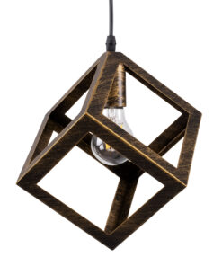 GloboStar® GLOBOSTAR® CUBE 00803 Μοντέρνο Κρεμαστό Φωτιστικό Οροφής με Ντουί 1 x E27 AC 220-240V IP20 - Χάλκινο Εφέ Σκουριάς - Μ25 x Π25 x Υ25cm