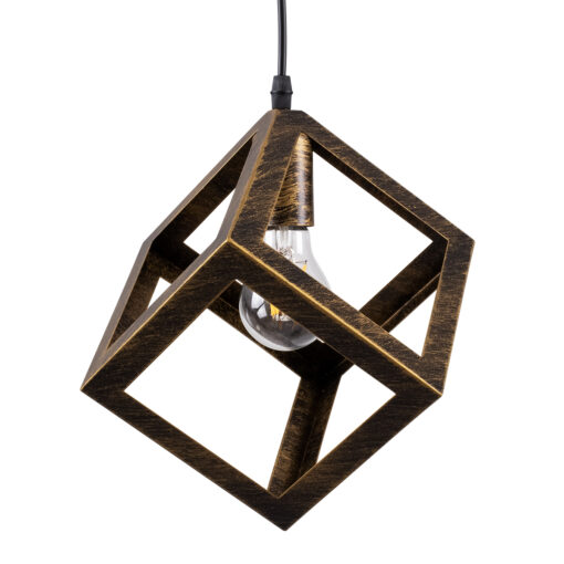GloboStar® GLOBOSTAR® CUBE 00803 Μοντέρνο Κρεμαστό Φωτιστικό Οροφής με Ντουί 1 x E27 AC 220-240V IP20 - Χάλκινο Εφέ Σκουριάς - Μ25 x Π25 x Υ25cm