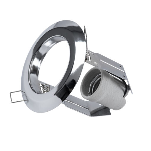 GloboStar® GLOBOSTAR® ACIDA 77847 Χωνευτή Βάση για Σποτ R63 με Ντουί E27 IP20 - Νίκελ Χρώμιο - Μ11 x Π11 x Υ11cm / Q9cm