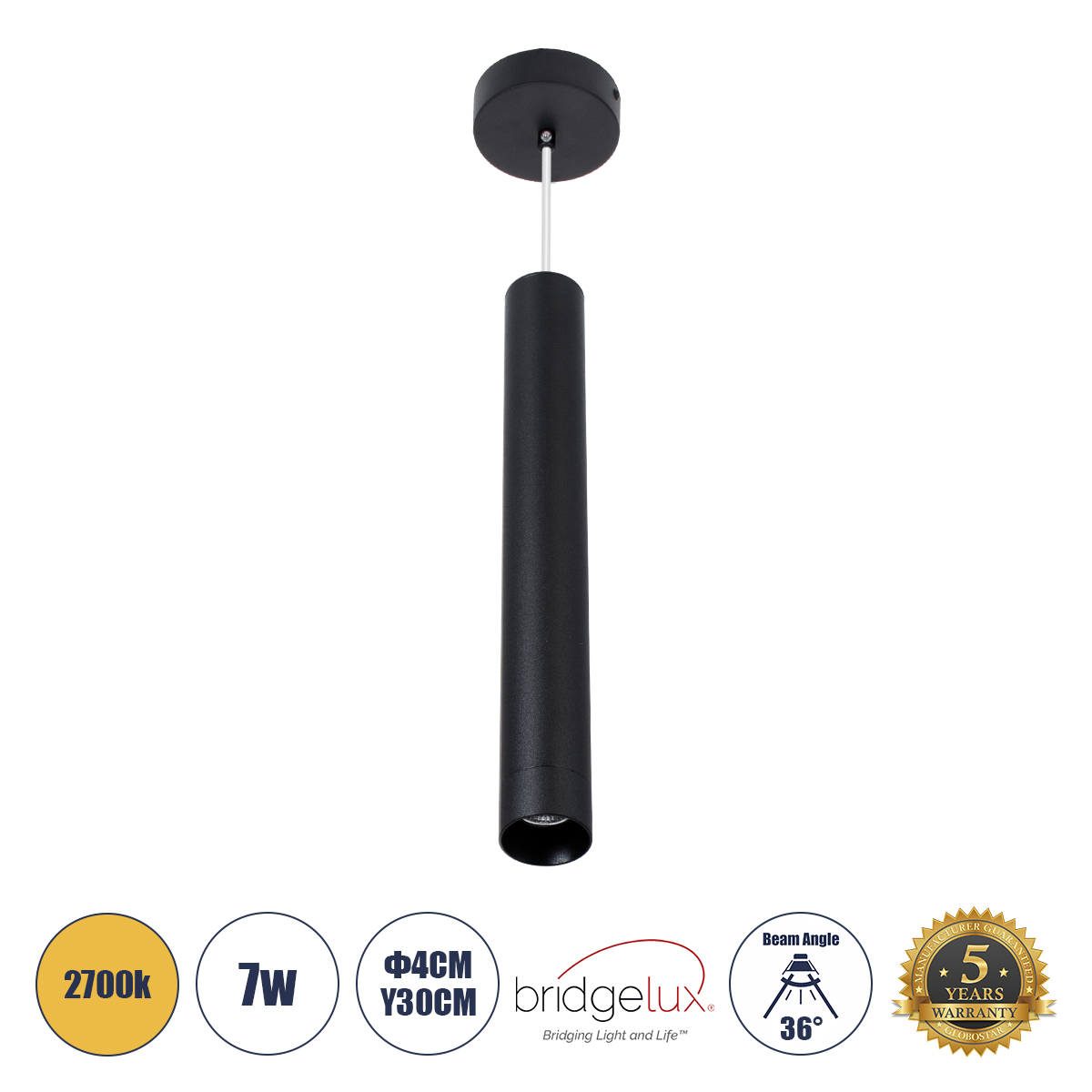 GLOBOSTAR® CANAL 60374 Μοντέρνο Κρεμαστό Φωτιστικό Οροφής LED 7W 700lm 36° AC 220-240V IP20 Θερμό Λευκό 2700K - Bridgelux COB - Μαύρο - Μ4 x Π4 x Υ30cm - 5 Χρόνια Εγγύηση 3 GloboStar® GLOBOSTAR® CANAL 60374 Μοντέρνο Κρεμαστό Φωτιστικό Οροφής LED 7W 700lm 36° AC 220-240V IP20 Θερμό Λευκό 2700K - Bridgelux COB - Μαύρο - Μ4 x Π4 x Υ30cm - 5 Χρόνια Εγγύηση