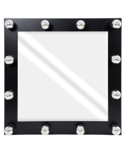 Alternative view of GloboStar® MAKEUP MIRROR-80x80-5 Μοντέρνος Καθρέπτης Μακιγιάζ με Πλαίσιο Φυσικού Ξύλου με Διακόπτη On/Off 12 x E27 AC220-240V - Μ80 x Π7 x Υ80cm - Μαύρος Έβενος