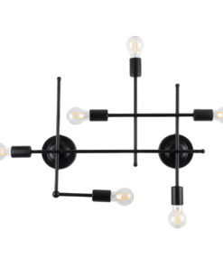 GloboStar® GloboStar® PIPING 00664 Vintage Επιτοίχιο Φωτιστικό Πολύφωτο 6 x E27 IP20 Μαύρο Μέταλλο - Μ66 x Π9.5 x Υ49cm