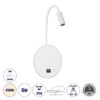 GloboStar® GloboStar® GOOSE 60881 Μοντέρνο Φωτιστικό Τοίχου - Απλίκα Ξενοδοχείου Bed Side LED 6W 600lm 36° & 360° AC 220-240V - Reading Light & 360° Κρυφός Φωτισμός - Φορτιστής USB 3A - Μ15.5 x Π15 x Υ30.5cm - Φυσικό Λευκό 4500K - Λευκό  - 3 Xρόνια Εγγύηση