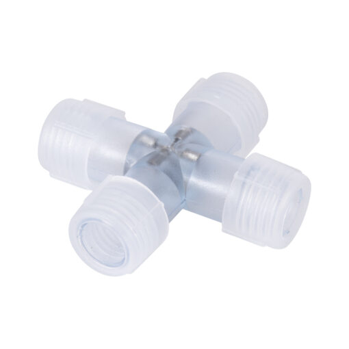 GloboStar® GloboStar® 70662 Σύνδεσμος Cross (+) για Μονόχρωμο Φωτοσωλήνα LED 360° Degree DC 230V 2 Pin Αδιάβροχος IP68