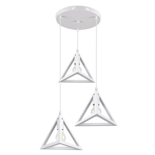 GloboStar® GLOBOSTAR® TRIANGLE 00617 Μοντέρνο Κρεμαστό Φωτιστικό Οροφής με Ντουί 3 x E27 AC 220-240V IP20 - Λευκό - Μ49 x Π49 x Y130cm