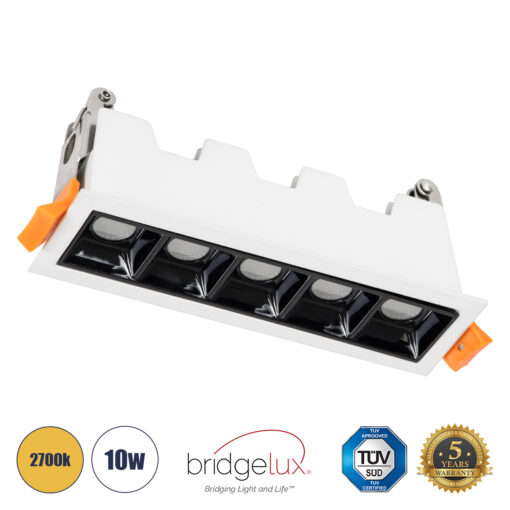 GloboStar® GloboStar® LUMINAR SUPERIOR 60319 Χωνευτό LED Spot Downlight TrimLess 10W 1350lm 36° AC 220-240V IP20 Μ14.8 x Π4.3 x Υ4.5cm - Λευκό με Μαύρο Κάτοπτρο - Θερμό Λευκό 2700K - Bridgelux High Lumen Chip Gen2 - TÜV Certified Driver - 5 Years Warranty