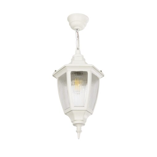 GloboStar® GLOBOSTAR® ENGLAND 202-0014 Vintage Κρεμαστό Φωτιστικό Οροφής με Ντουί 1 x E27 AC 220-240V IP44 - Λευκό - Μ20 x Π20 x Υ35cm