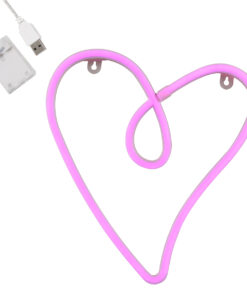 GloboStar® GloboStar® 78594 Φωτιστικό Ταμπέλα Φωτεινή Επιγραφή NEON LED Σήμανσης CALLIGRAPHIC HEART LINE 5W με Καλώδιο Τροφοδοσίας USB - Μπαταρίας 3xAAA (Δεν Περιλαμβάνονται) - Ροζ
