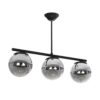 GloboStar® GloboStar® CITY 202-0043 Μοντέρνο Φωτιστικό Οροφής Μπάλα Τρίφωτο 3 x E27 IP20 Μαύρο Μέταλλο με Διάφανο Γυαλί - Μ55 x Π15 x Υ43cm
