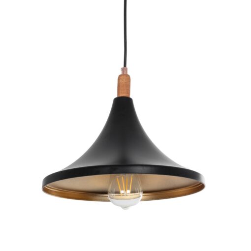 GloboStar® GLOBOSTAR® BELFRY 203-0077 Μοντέρνο Κρεμαστό Φωτιστικό Οροφής με Ντουί 1 x E27 AC 220-240V IP20 - Μαύρο & Χρυσό - Μ29.5 x Π29.5 x Υ22cm