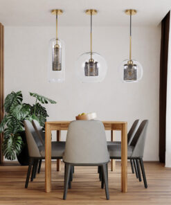 GLOBOSTAR® AVERY 00741 Μοντέρνο Κρεμαστό Φωτιστικό Οροφής με Ντουί 1 x E27 AC 220-240V IP20 - Διάφανο & Χρυσό - Μ15 x Π15 x Υ60cm 23 f9db15 post 84