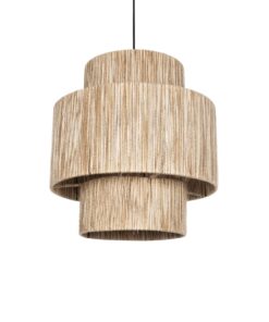 GloboStar® GLOBOSTAR® SALTO 203-0037 Boho Κρεμαστό Φωτιστικό Οροφής με Ντουί 1 x E27 AC 220-240V IP20 - Μπεζ - M40 x Π40 x Υ42cm