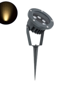 GloboStar® GLOBOSTAR® TREELIGHT-TZINA 90354 Σποτ Φωτισμού για Φυτά - Δέντρα με Βάση Κήπου / Καρφωτό LED 6W 660lm 10° DC 24V Αδιάβροχο IP65 Θερμό Λευκό 2700K Dimmable - Γκρι Ανθρακί - Μ14 x Π12.5 x Υ12.5cm - 3 Χρόνια Εγγύηση