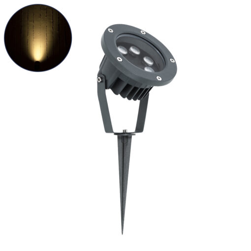 GloboStar® GLOBOSTAR® TREELIGHT-TZINA 90354 Σποτ Φωτισμού για Φυτά - Δέντρα με Βάση Κήπου / Καρφωτό LED 6W 660lm 10° DC 24V Αδιάβροχο IP65 Θερμό Λευκό 2700K Dimmable - Γκρι Ανθρακί - Μ14 x Π12.5 x Υ12.5cm - 3 Χρόνια Εγγύηση