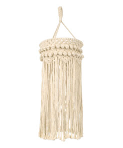 GloboStar® GloboStar® 36205 UGANDA Boho Καπέλο Φωτιστικού- Μακραμέ Πλεκτό Χειροποίητο Μπεζ Βαμβακερό Νήμα - Μ25 x Π25 x Υ70cm