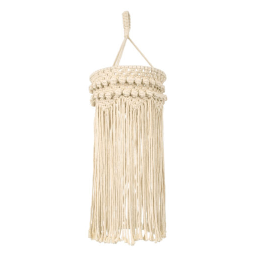 GloboStar® GloboStar® 36205 UGANDA Boho Καπέλο Φωτιστικού- Μακραμέ Πλεκτό Χειροποίητο Μπεζ Βαμβακερό Νήμα - Μ25 x Π25  x Υ70cm