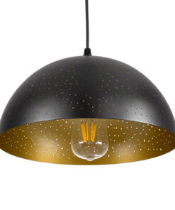 GloboStar® GLOBOSTAR® SOLANA 01301 Μοντέρνο Κρεμαστό Φωτιστικό Οροφής με Ντουί 1 x E27 AC 220-240V IP20 - Μαύρο & Χρυσό - Μ30 x Π30 x Υ15cm