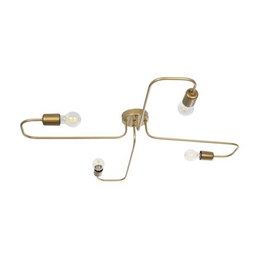 GloboStar® GloboStar® MOORNA 201-0065 Vintage Φωτιστικό Οροφής Πλέγμα Πολύφωτο 4 x E27 IP20 Χρυσό Μέταλλο - Μ97 x Π97 x Υ7cm