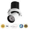 GloboStar® GloboStar® VIRGO-M 60307 Χωνευτό LED Spot Downlight TrimLess Φ11cm 12W 1500lm 36° AC 220-240V IP20 Φ11cm x Υ11.5cm - Στρόγγυλο - Λευκό με Μαύρο Κάτοπτρο - Θερμό Λευκό 2700K - Bridgelux COB - 5 Years Warranty
