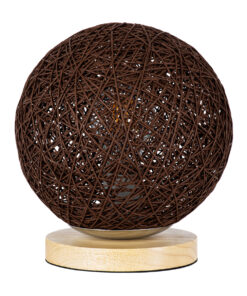 GloboStar® GloboStar® OCEANA 01337 Μοντέρνο Επιτραπέζιο Φωτιστικό Πορτατίφ Μονόφωτο 1 x E27 IP20 Καφέ Ρατάν με Μπεζ Ξύλο - M20 x Π20 x Υ22cm