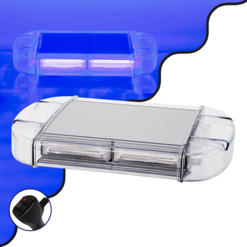 GloboStar® GloboStar® 85176 PRO Series Φάρος Σήμανσης Οχήματος Αστυνομίας για Αυτοκίνητα & Φορτηγά 6 Προγραμμάτων Φωτισμού STROBE LED COB 60W DC 10-30V Αδιάβροχος IP66 Μπλε