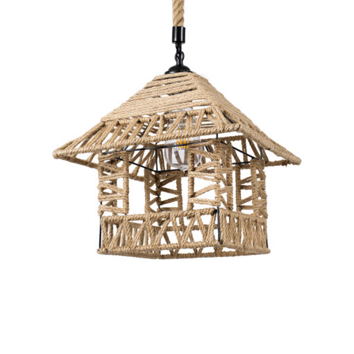 GloboStar® GLOBOSTAR® SPIKY 01613 Boho Κρεμαστό Φωτιστικό Οροφής με Ντουί 1 x E27 AC 220-240V IP20 - Μπεζ - Μ43 x Π43 x Y28cm