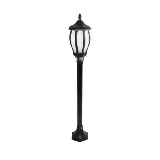 GloboStar® GloboStar® VERDI 203-0230 Vintage Επιδαπέδιο Φωτιστικό Κολωνάκι Κήπου Μονόφωτο 1 x E27 IP44 Μαύρο & Διάφανο Πλαστικό - Μ17 x Π17 x Υ104cm