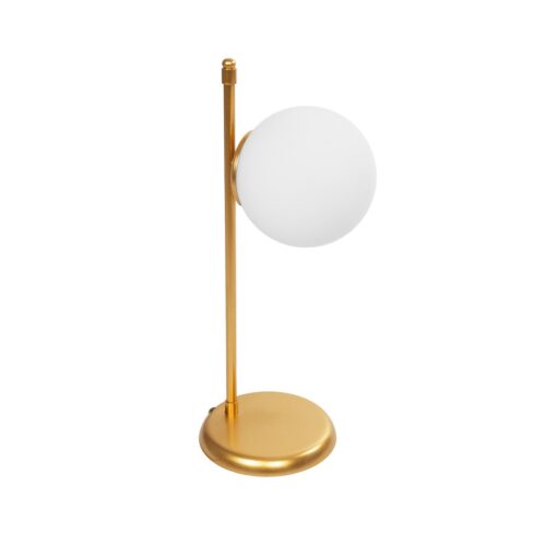 GloboStar® GloboStar® GLOBUS 203-0182 Μοντέρνο Επιτραπέζιο Φωτιστικό Πορτατίφ Μονόφωτο 1 x E27 IP20 Χρυσο Μέταλλο με Λευκό Γυαλί - Μ21 x Π16.5 x Υ45cm