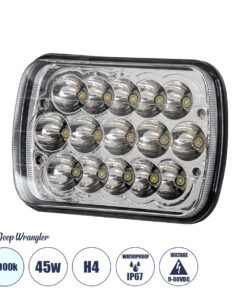 GloboStar® GloboStar® 85421 Φανάρι JEEP WRANGLER Βασικού Φωτισμού H4 H/L LED CREE CXB COB 45W 4500lm DC 9-80V Αδιάβροχο IP67 Ψυχρό Λευκό 6000K Μ17 x Π11 x Υ5.5cm