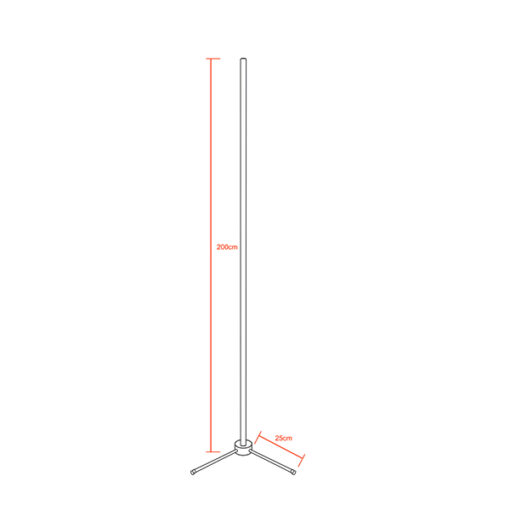 GloboStar® Μοντέρνο Minimal Επιδαπέδιο Μαύρο Φωτιστικό 200cm LED 32 Watt με Ασύρματο Χειριστήριο RF & Dimmer Ψυχρό Λευκό 6000k GloboStar ALIEN Design GLOBO-200-1