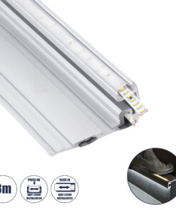 GloboStar® GloboStar® STAIR-PROFILE 70842-3M Προφίλ Αλουμινίου - Βάση & Ψύκτρα Ταινίας LED με Λευκό Γαλακτερό Κάλυμμα - Χρήση σε Σκαλοπάτια - Πατητό Κάλυμμα - Ασημί - 3 Μέτρα - Μ300 x Π8 x Υ3.2cm