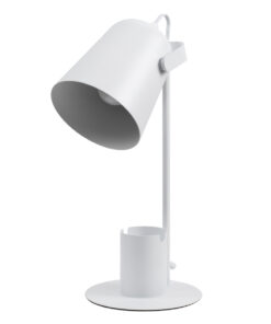 GloboStar® GloboStar® PENCASE 61564 Μοντέρνο Επιτραπέζιο Φωτιστικό Πορτατίφ Μονόφωτο 1 x E27 IP20 Λευκό Μέταλλο - Μ12 x Π15 x Υ38cm