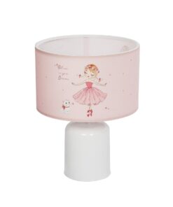 GloboStar® GloboStar® BALLERINA 204-0029 Παιδικό Eπιτραπέζιο Φωτιστικό Πορτατίφ Μονόφωτο 1 x E27 IP20 Πολύχρωμο Ύφασμα με Λευκό Πλαστικό - Μ24 x Π24 x Υ32cm