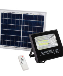 GloboStar® GLOBOSTAR® HERMES 71555 Προβολέας LED 40W 400lm 120° DC 5V με Φωτοβολταϊκό Panel 5V 6W & Επαναφορτιζόμενη Μπαταρία Li-ion 3.2V 5000mAh Αδιάβροχο IP65 Ψυχρό Λευκό 6000K - Sanan Chip - Μαύρο - Μ23 x Π19.5 x Υ5cm - 2 Χρόνια Εγγύηση