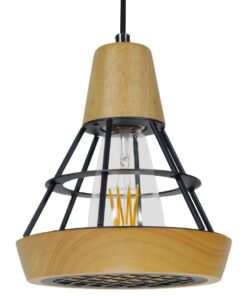 GloboStar® GLOBOSTAR® AKRON 10001133 Μοντέρνο Κρεμαστό Φωτιστικό Οροφής με Ντουί 1 x E27 AC 220-240V IP20 - Μπεζ & Μαύρο - Μ19 x Π19 x Υ22cm