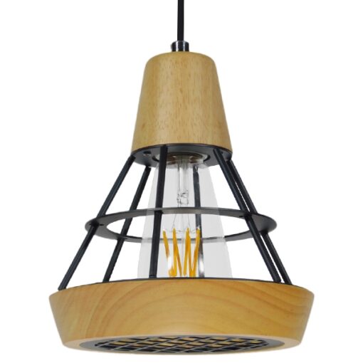 GloboStar® GLOBOSTAR® AKRON 10001133 Μοντέρνο Κρεμαστό Φωτιστικό Οροφής με Ντουί 1 x E27 AC 220-240V IP20 - Μπεζ & Μαύρο - Μ19 x Π19 x Υ22cm