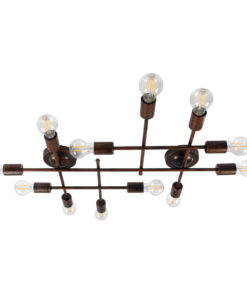 GloboStar® GloboStar® PIPING 00668-1 Vintage Φωτιστικό Οροφής Πλέγμα Πολύφωτο 12 x E27 IP20 Χάλκινο Μέταλλο - Μ78.5 x Π9.5 x Υ64cm