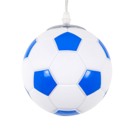 GloboStar® GLOBOSTAR® FOOTBALL 00644 Παιδικό Κρεμαστό Φωτιστικό Οροφής με Ντουί 1 x E27 AC 220-240V IP20 - Λευκό & Μπλε - Μ15 x Π15 x Y18cm