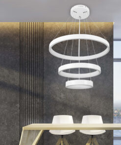 GLOBOSTAR® NEMESIS TRIO 61168 Μοντέρνο Κρεμαστό Φωτιστικό Οροφής LED 100W 12123lm 360° AC 220-240V IP20 Ρυθμιζόμενο Λευκό CCT με Χειριστήριο από 2700K έως 6000K Dimmable - Lumileds SMD Chip - Λευκό - Μ60 x Π60 x Υ90cm - 3 Χρόνια Εγγύηση 28 post 07