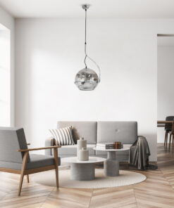 GLOBOSTAR® GLASSO 60928 Μοντέρνο Κρεμαστό Φωτιστικό Οροφής με Ντουί 1 x E27 AC 220-240V IP20 - Ασημί - Μ27 x Π27 x Υ52cm 23 post 108